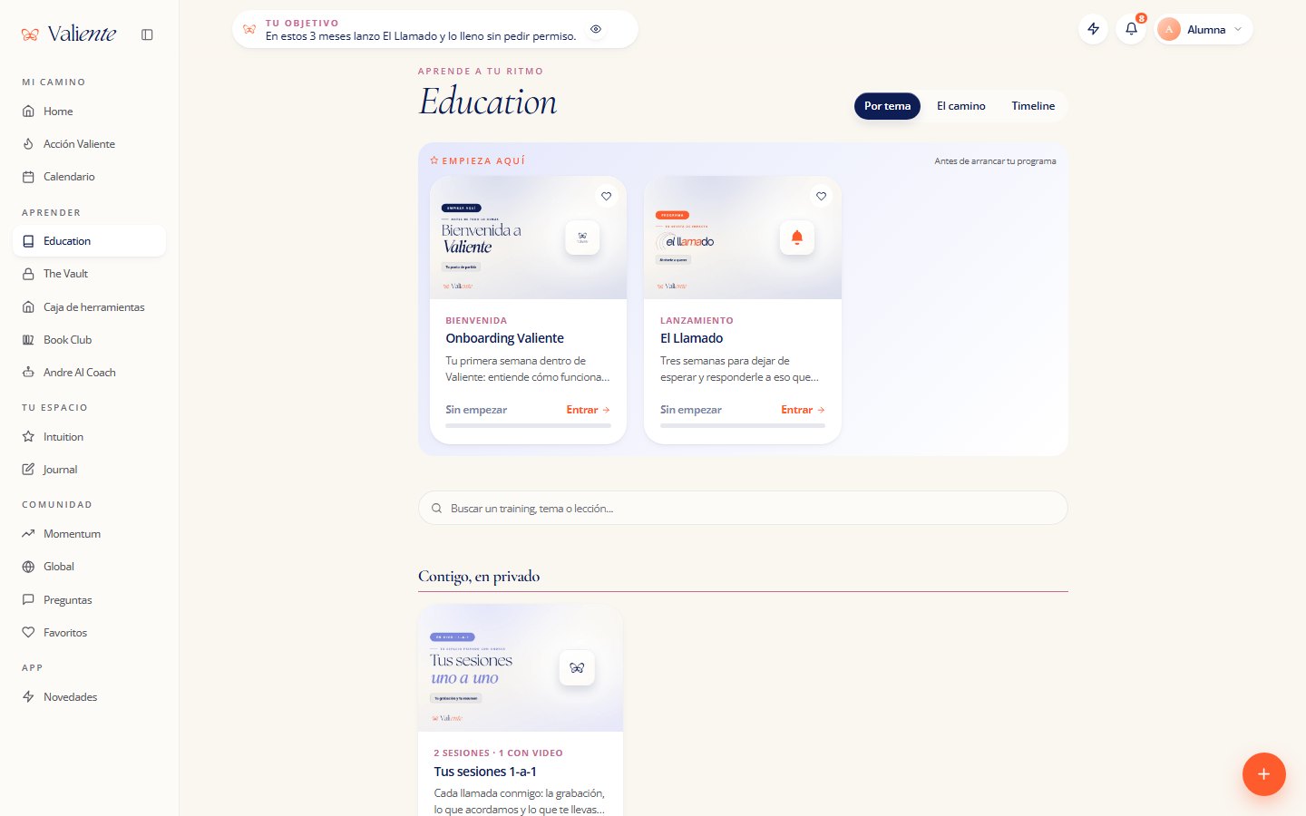 Education en la app de Valiente