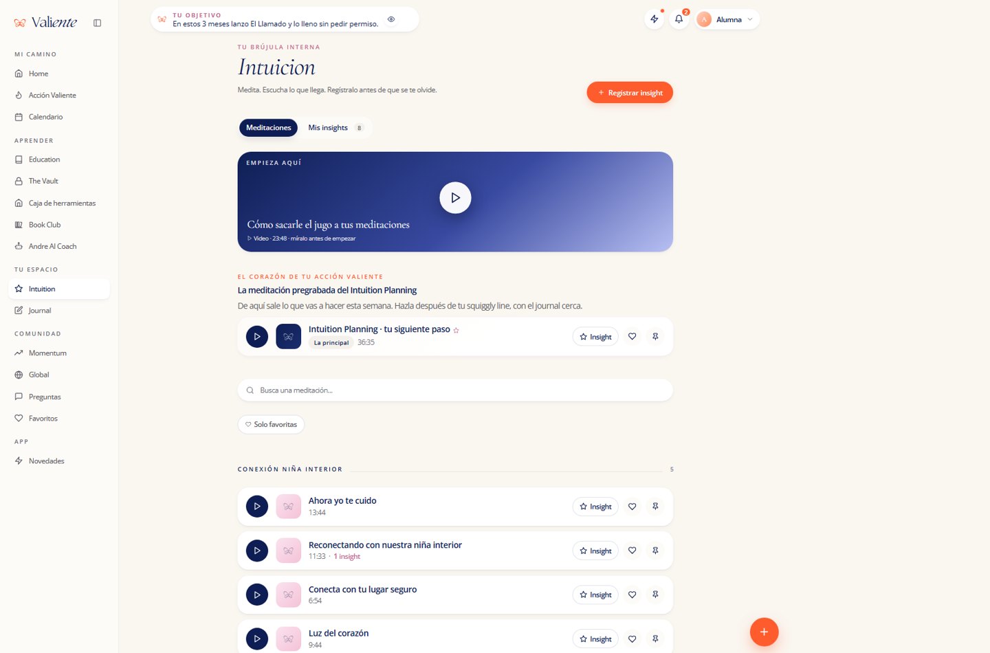 Intuition en la app de Valiente