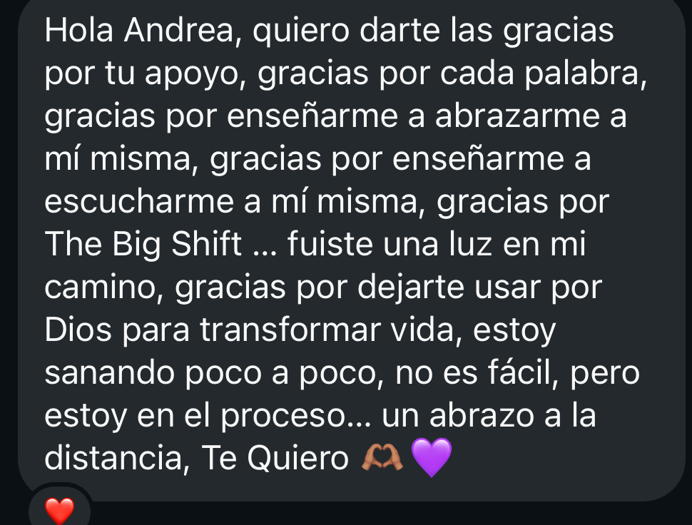 Mensaje de una integrante de The Big Shift