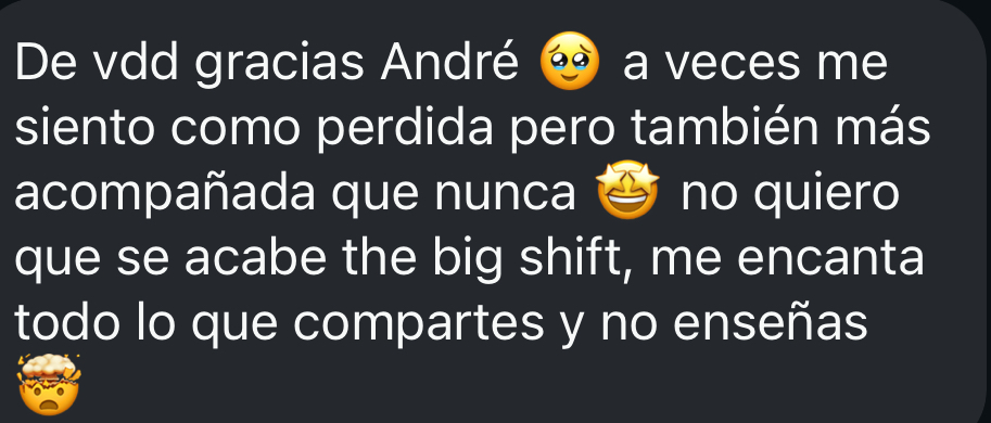 Mensaje de una integrante de The Big Shift